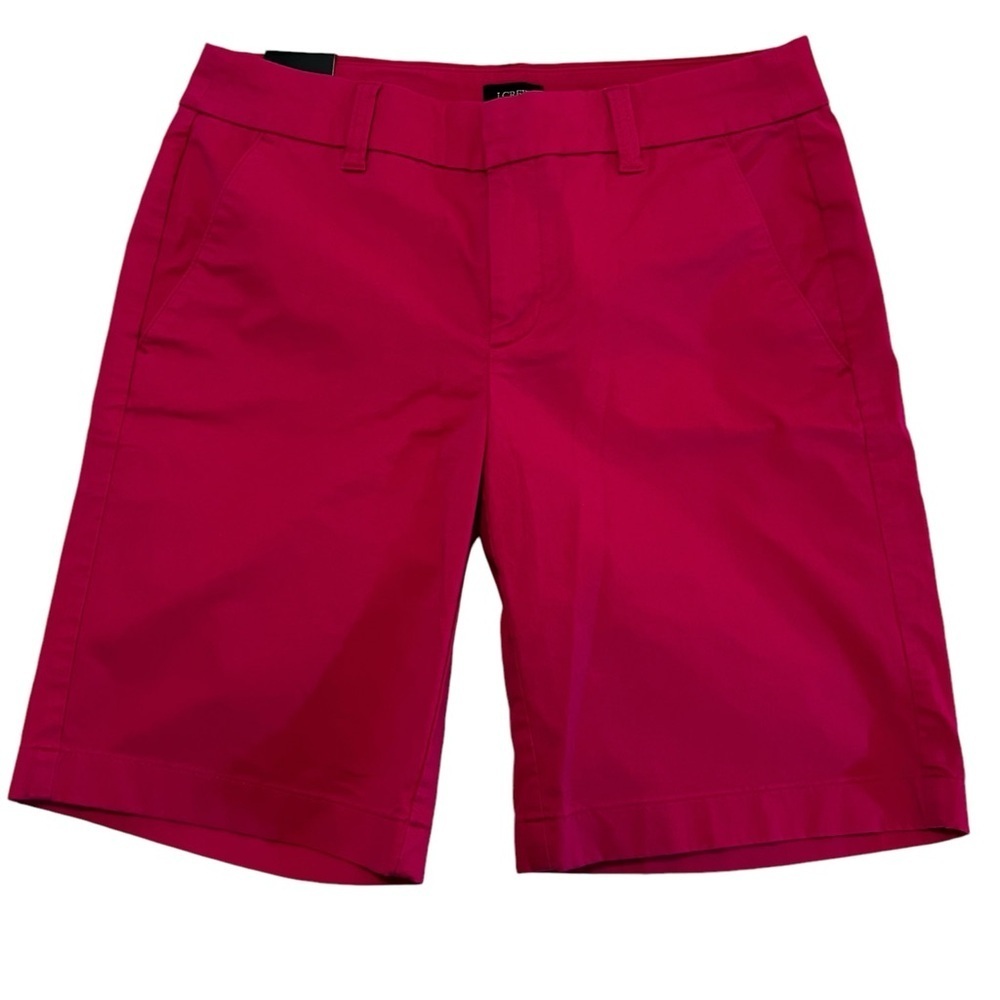 NWT J. Crew 9” high-rise flat front long Bermuda shorts in pink women’s 0 modest